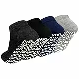 ZAKASA Herren Stoppersocken Sneaker Socken: Rutschfeste Krankenhaus Socken Antirutschsocken Kurze Griffsocken Komfort für Ältere 43-46 Mischfarbe 4 Paare
