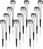 GIGALUMI Solarlampen für außen, Solarleuchten für Garten, 12 Stück, wasserdichte Solar Gartenleuchten für außen Garten, Balkon, Terrasse, Rasen, Wege (kaltweißen)