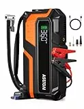 AstroAI Auto Starthilfe Powerbank für pkw mit 150PSI Kompressor, 8000A Starter Powerbank für 10 L Benzin / 8 L Diesel,für 12 V Autos, Motorräder, SUVs, Booster Auto Starthilfe mit LED-Display, Orange