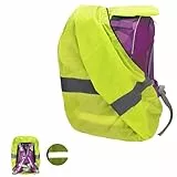 Willingood Regenschutz Rucksack für Grundschulkinder, 18-25L, Kompatibel mit Ergobag, Scout, Satch, Universelle Wasserdicht Regenhülle mit Reflektierendes Band, Elastische Kanten(Neon Grün)