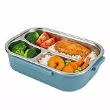 Cocoarm Thermobehälter Für Essen Kinder Isolierte Lunchbox Aus Edelstahl, Auslaufsicher, Cartoon-Design Fürund Erwachsene, Tragbarer Griff Und Löffelaufbewahrung Für Das Schulbüro (Blue)