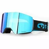 tekkapoi Magnetische Skibrille Herren Damen OTG (Für Brillenträger), Sekundenschneller Glaswechsel, Zylindrische REVO-Doppelscheibe, Snowboardbrille mit UV400 Schutz & Pro-Antibeschlag