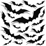 Moxled Halloween Deko Wandaufkleber, 32 Stück 3D Fledermaus Deko Sticker, Fensterbilder Halloween Fledermaus Aufkleber für Fenster, Wand, Tür, Kinderzimmer, Party Dekoration Innen