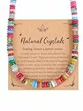 JSDDE Bunte Perlenkette für Damen Frauen Edelsteine Kette Strand Halskette Boho Schmuck