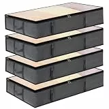 Dntorx 4 Stück 90L Unterbett Aufbewahrungsbox mit Deckel, Faltbare Unterbettkommode Aufbewahrungstasche mit PVC-Fenster Verstärkter Griff Unterbett Aufbewahrung für Kleidung Decken Bettwäsche