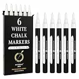 Pinturale Arts Flüssigkreidemarker, weiß, Set mit 6 radierbaren Glasmarkern, extra feine Spitze 0,7 mm, für Fenster, Tafel, leicht trocken abwischbar