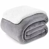 EDS Sherpa Doppelseitige Decke Flauschiger Stoff Extra Weich Fleece Sherpa Bettüberwurf Flauschig und Verbessert Schlaf Grau Doppel 150 x 200cm
