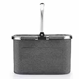 Diurwur Tragekorb Faltbar Groß Einkaufskorb Praktischer Picknickkorb Klappkorb mit Gepolsterten Griffen Einkaufstasche mit Alurahmen Stabiler Korb 30L - ideal für Reisen/Picknick/Einkaufen/Geschenk