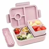 Bugucat Brotdose Kinder mit Fächern 1300ML, Auslaufsicher Lunchbox Kinder, Bento Box mit Besteckset, Brotdose für Erwachsene,Vesperdose Frühstücksbox für Mädchen & Jungen Rosa