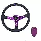 Drifting Lenkrad,Universal Rennlenkrad Universal 14 Zoll 350mm PVC. Auto Racing-Lenkräder Tiefmais driftet Sportlenkrad mit Umschaltknopf(B)