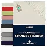 Dreamzie - Spannbettlaken 200x200cm - Baumwolle Oeko Tex Zertifiziert - Beige - 100% Jersey Spannbetttuch 200x200