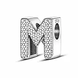 Pandach Damen Charm Anhänger Buchstabe für Armband 925 Sterling Silber Charms Beads passend für Armband und Halskette, Kompatibel mit Europäischen Armbändern für Frauen Mädchen
