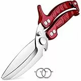 DRAGON RIOT Geflügelschere Abnehmbare, Heavy Duty Fleischschere, Mehrzweck-Küchenschere zum Schneiden von Knochen, Fleisch, Geflügel, Gemüse, Meeresfrüchte und Pizza, Knochenschere Rot