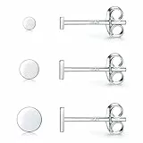 CERSLIMO Ohrringe Silber 925 für Damen Herren Mädchen, 3 Paar Klein Flache Runde Ohrstecker Set (2mm/3mm/4mm) Zierliche Knorpel Tragus Helix Kreis Ohrringe