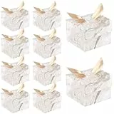 VGOODALL 20 Stück 6,6 x 6,6 x 4,6 cm Marmor Hochzeit Party Gastgeschenke Boxen Vintage Hochzeit Süßigkeiten Boxen Taschen Schokolade Leckereien Geschenkboxen für Hochzeit Brautparty Geburtstag Party