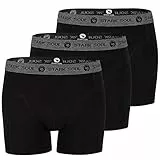 STARK SOUL Herren Boxershorts im 3er Pack | Retroshorts aus weicher Baumwolle | Schwarz, Gr. L