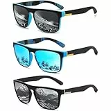 UxuoQxa 3 Paar Sonnenbrille Herren, Polarisierte Sonnenbrille Herren und Damen, Sportarten Mode, Schutz vor UV Strahlung, für Radfahren Ski Golfen Angeln Fahren Wandern