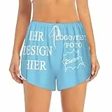 Personalisiert Damen Shorts mit Text/Logo/Foto – selbst gestalten Trainingshose Damen kurz mit Tasche und elastischem Bund mit Kordelzug, ideal für Laufen, Yoga, Fitnessstudio