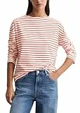 Marc O'Polo Denim Damen Langarmshirt mit U-Boot-Ausschnitt gestreift, Rot (Light Red Multi 01), S