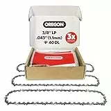 Oregon 3-er Pack Sägekette 3/8 LP Teilung, 0,43 Zoll (1,1 mm) Stärke, für 10 Zoll (25 cm) Führungsschiene, 40 Treibglieder - Geringer Rückschlag Ersatzsägekette für Ryobi, Husqvarna, Makita und mehr