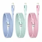 Nebite USB-C-auf-Lightning-Kabel, 3 Stück, 1 m, MFi-zertifiziertes iPhone-Ladegerät, USB-C-Schnellladekabel, langlebiges Lightning-Kabel für iPhone 14/13/12/11 Pro Max/X/XR/XS/8/7/6/5/SE, iPad und