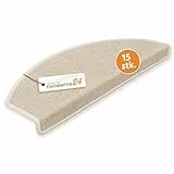 Kettelservice-Metzker Stufenmatten Treppe Rambo, 15er Set, halbrund, Beige, ca. 65 x 24 x 4 cm, Flor 6 mm, Trittschall ~20 dB, Polypropylen, PVC-Winkel, gekettelte Kanten