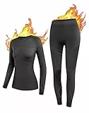 NOOYME Thermounterwäsche Damen Atmungsaktiv Thermowäsche Set Funktionswäsche Anti-bakteriell und Flexibel Skiunterwäsche Warme Unterwäsche für zu Hause und Sport im Herbst Winter