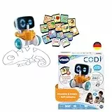 VTech Codi, der clevere Mal-Roboter – Deutscher Lernroboter für Kinder 4-8 Jahre zum Zeichnen & Codieren, inkl. 15 Chipkarten, Stift & 40 Codierbeispielen