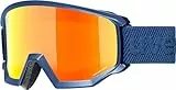 uvex athletic CV - kontrastverstärkende Skibrille mit Anti-Fog-Beschichtung im kantigen Retro-Design für Damen und Herren - navy matt/orange-green - one size