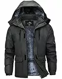 Tansozer Outdoor Winter Jacke Herren Wasserdicht Atmungsaktiv Softshelljacke Funktionsjacke Warm Winterparka Arbeit Thermojacke, Dunkelgrau, 3XL