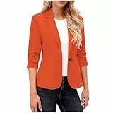 Dyhxuan Blazer Damen Elegant 3/4 Arm Blazer Jacke Casual Sportlich Reverskragen Anzug Vorne Offener Anzugjacke Trenchcoat Business Jacket fürs Büro
