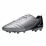 DREAM PAIRS Herren Fußballschuhe Professionelle Trainingsschuhe Stollen Spikes Cleats Outdoor Sport Football Schuhe,Size 40,Silber/Schwarz,SUPERFLIGHT-1