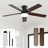 Sofucor Deckenventilator mit Beleuchtung 107 cm, Fernbedienung, DC, 5 Flügeln, Timer, 3 Farbtemperatur, 6 Geschwindigkeiten, Sommer Winterbetrieb Leise Deckenventilator mit Licht für Wohnzimmer