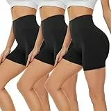 Gayhay 3er Pack Radlerhosen Damen Kurze Leggings Sport Shorts Sommer Hotpants Boxershorts unter Kleid Hoher Taille Schwarze*3,S-M
