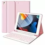 CC Store Tastatur-Hülle für iPad 9/8/7 Generation, Bluetooth Tastaturs für iPad 10,2 Zoll mit kabelloser, magnetisch Abnehmbarer im QWERTZ-Layout, Stift-Schlitz unterstützt, Rosa