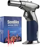 Sondiko Dreifach Einstellbarer Mini-Bunsenbrenner, Nachfüllbar Küchenbrenner mit kontinuierlicher Flammensperre für Crème Brûlée, zum Kochen (Butan nicht im Lieferumfang Enthalten)