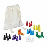 Relaxdays Spielfiguren für Brettspiele, 160er Set, 8 Farben, Holz, mit Beutel, kleine Spielkegel für Halma, Ludo, bunt