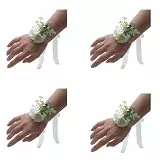 Elnwnnkc 4 Stück Blumen Handgelenk Korsagen für die Hochzeit, Rosen Handgelenk Korsagen für die Braut und Brautjungfer, Zeremonie Jubiläums Rose für die Hochzeit und Boutonnieres Set für