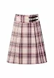 Superdry Damen Karierter Plissee-Midirock Beere/Creme Karo 42
