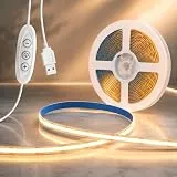 Liwqolx COB LED Streifen Warmweiß 2700K 3 m, USB 5V Dimmbar Flexibel LED Band licht, 8mm Width, 320LEDs/m Hohe Dichte für TV Hintergrundbeleuchtung Spiegel Schrank Treppe Heimdekoration