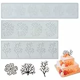 Silikon Backform Kuchen Deko Form - 3D Blättrige Zweige Kuchendekoration Schokolade Silikonform Torten Backkuchen Werkzeugzubehör Gebäck-Prägeform Cupcake Süßigkeiten(3pcs Verschiedene Muster)