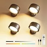 FULEN 4 Stück LED Wandleuchte Innen, Wandlampe mit 8000mAh Akku,Touch und Fernbedienung 4 Helligkeitsstufen, 18 Farben, 360° drehbare für Wohnzimmer Schlafzimmer TreppenhausFlur kabellose wandleuchten