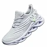 ZDFQLGV Modische lässige Fitness Laufschuhe Sneakers für Herren Leichte atmungsaktive Wander Arbeiten Sportschuhe Weiche Bequeme rutschfeste verschleißfeste Tennisschuhe weiße EU 42