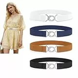 LEACOOLKEY Elastische Gürtel Schmal Damen Männer Stretchgürtel Skinny Taille Gürtel dünnen Gürtel für Kleid Jeans
