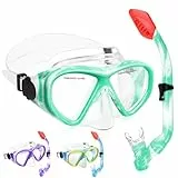 Schnorchelset Kinder - Taucherbrille Kinder mit Schnorchel Anti Leck Anti Fog HD Tauchmasken Dry Schnorchel für 4-13 Jahren Jungen Mädchen