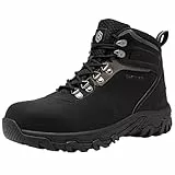 LARNMERN Wasserdicht Sicherheitsstiefel Herren SBP SRC Arbeitsschuhe Sicherheitsschuhe Anti-Punktion rutschfest Reflektierende (Schwarz91210,43EU)