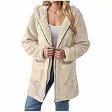KOG Fleecejacke Damen Herbstjacke Warm Cordjacke Motorrad Jacke Einfarbig Oberteil Frau Kapuzenmantel Winterjacke übergangsmantel Sport Jacke Teenager Steppmantel Steppjacke Beige XXL