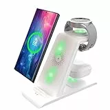 SPGUARD 3 in 1 Drahtloses Ladegerät kompatibel mit Galaxy Watch8 40mm 44mm/8 Clasic 46mm/Ultra (2025) 47mm/7/6/5,für Galaxy S25 Edge/Ultra/S25+/S25/Z Flip 7/FE/Z Fold 7,für Galaxy Able/Buds 3 Pro/2