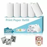 MYSTILUCK 5 Rollen Druckpapier für Kinderkamera, Sofortdruck Thermopapier, Nachfüllpapier für Kinderkamera Sofortdruckkamera (Länge: 5,5 m, Breite: 5,6 cm)