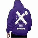 KOG Hoodie Herren Backprint Hooded Sweatshirt Tie-Dye Muster Sweatshirt mit Kapuze 2026 Streetwear Männer Oberteil Basic Kapuzenpullover Winter Jungen Pullover Baumwolle Langarmshirt Lila XL
